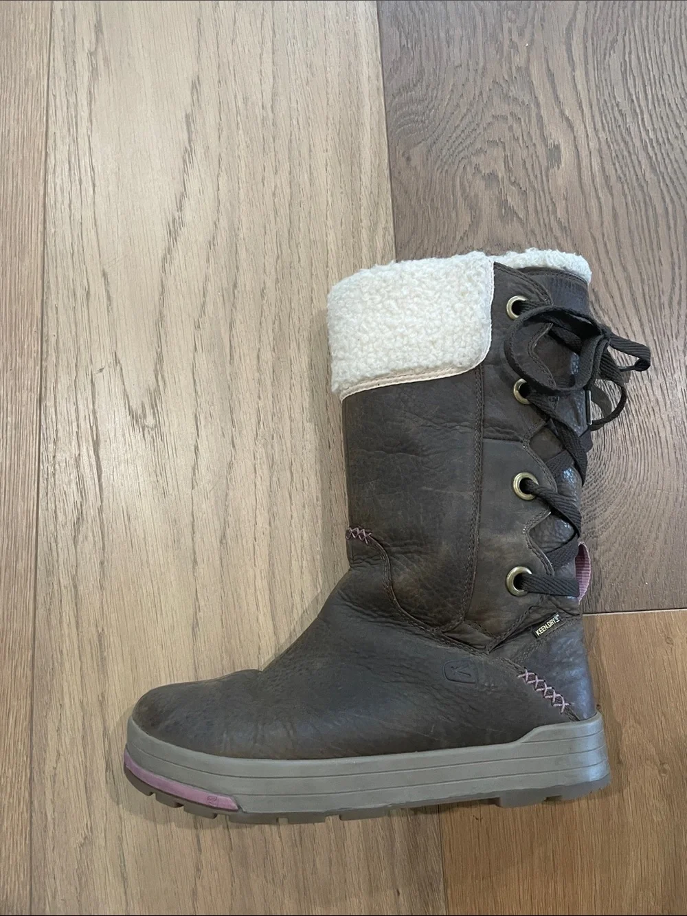 KEEN Women's Snowmass Brown Leather Winter Snow Boots Size 6.5